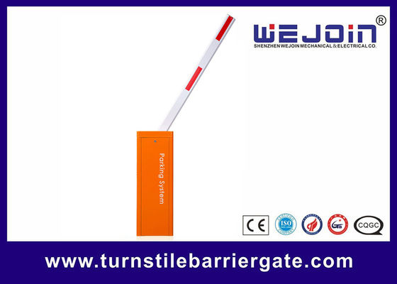 Barrière de parking avec moteur AC durable pour zone résidentielle, bras de 6m, temps d'opération de 6s, type de barrière à bras, boîtier orange
